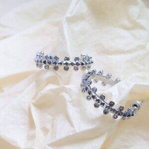 Kendra Scott Jada Small Hoop Earrings. Silver White Crystal